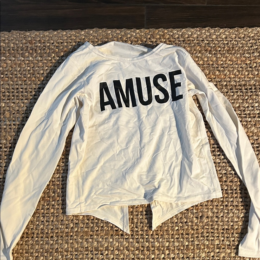 Amuse Society White Long Sleeve Top with Black Print